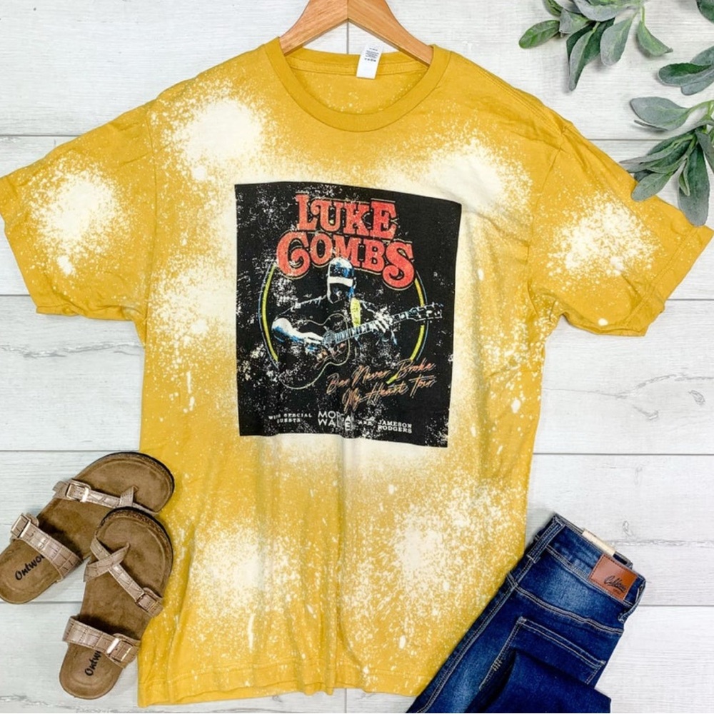 Yellow Graphic T-Shirt with Guitar Print